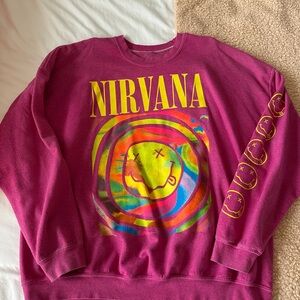 Urban Outfitters Nirvana Graphic Sweatshirt in Pink